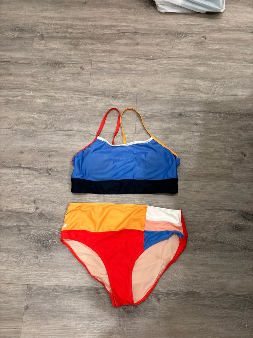 Nani Colorblock Two-Piece Swim Set - Blue, Red, Orange